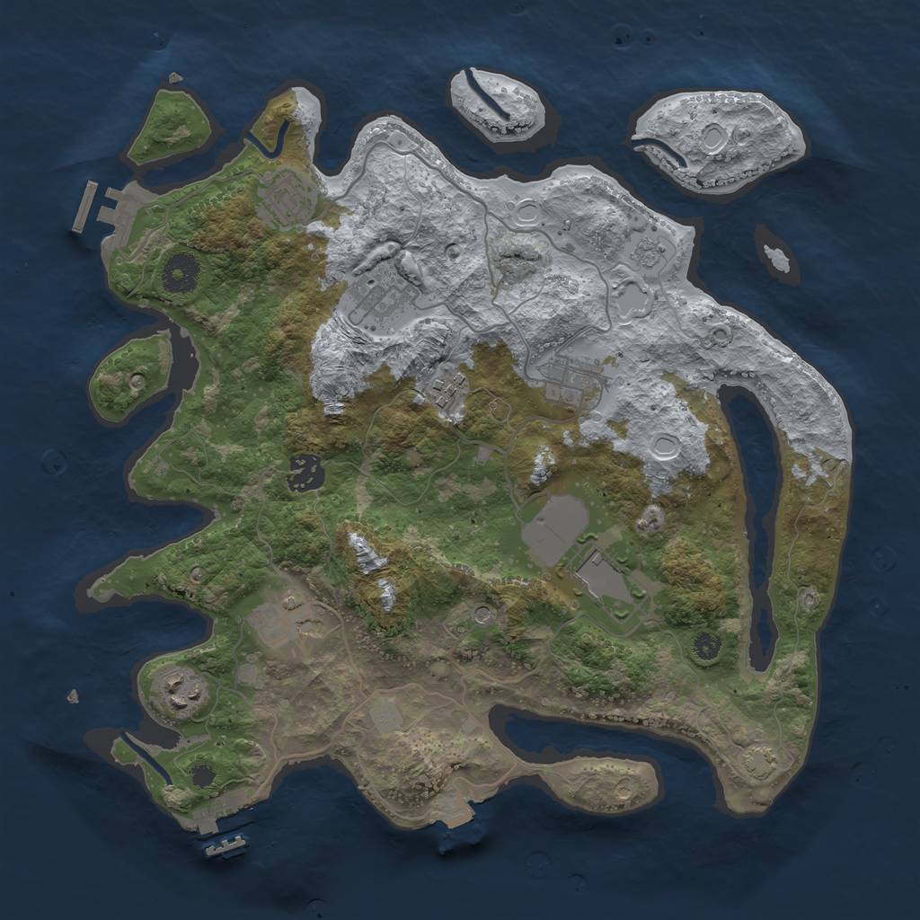 Rust Map: Procedural Map, Size: 3500, Seed: 2101253228, 16 Monuments