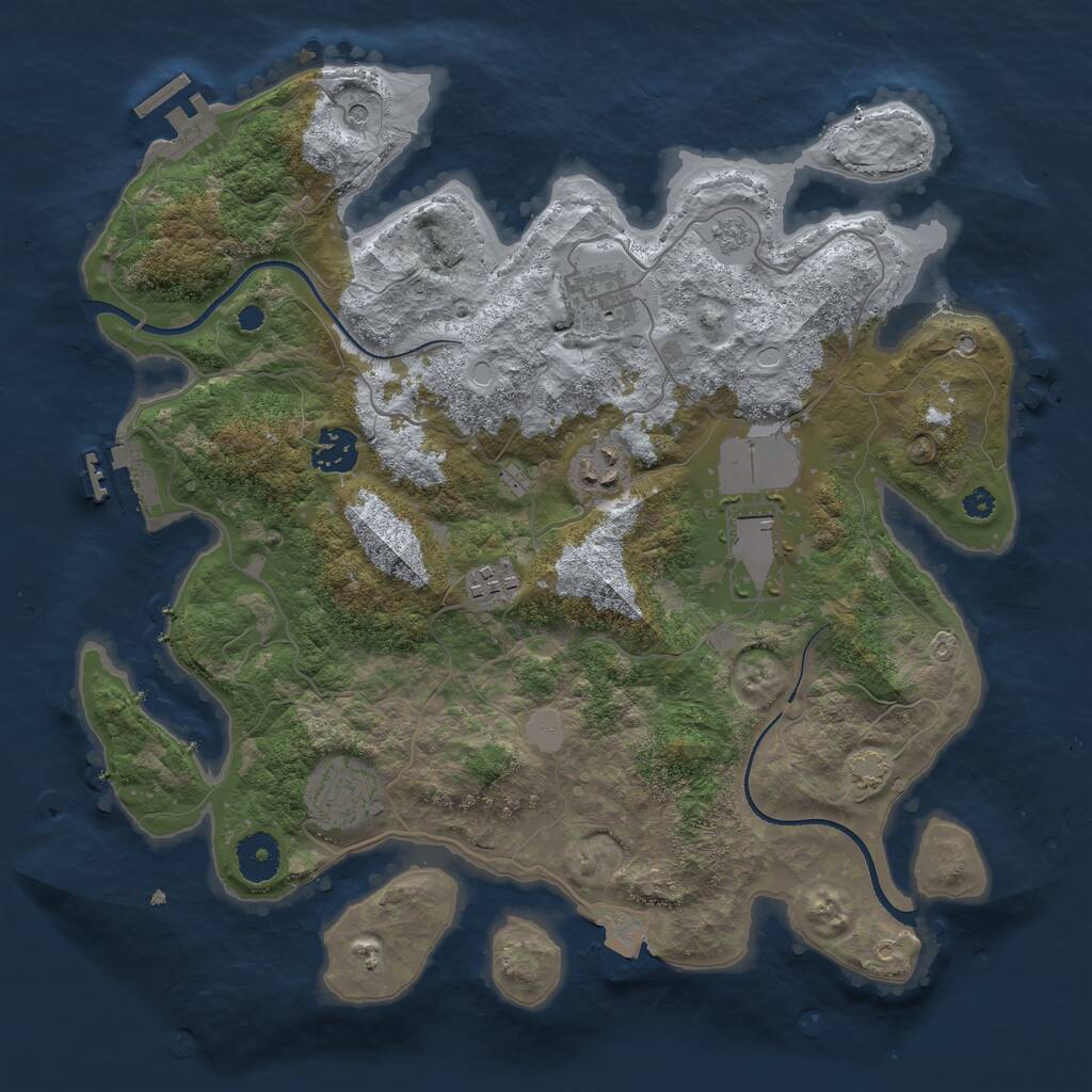 Rust Map: Procedural Map, Size: 3500, Seed: 1414773717, 12 Monuments