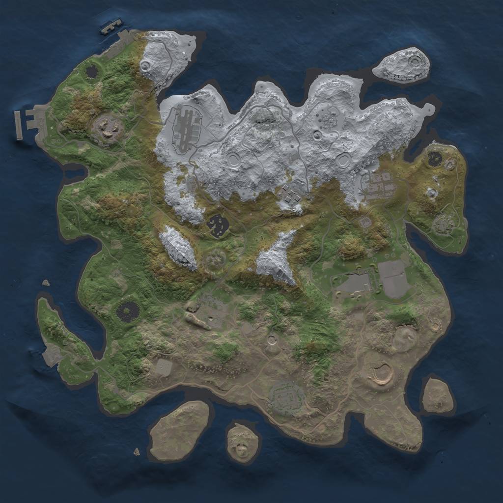 Rust Map: Procedural Map, Size: 3500, Seed: 1414773717, 17 Monuments