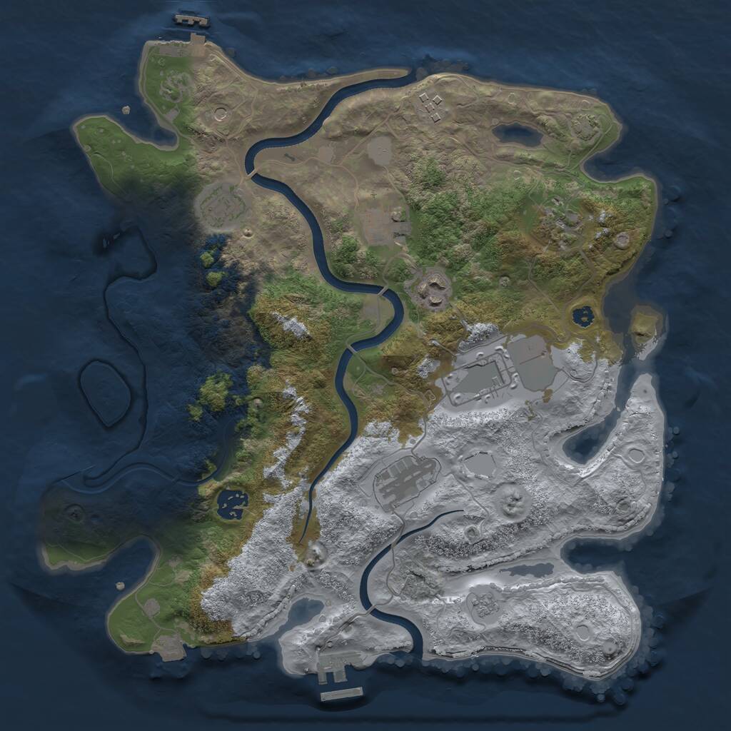 Rust Map: Procedural Map, Size: 3500, Seed: 124904600, 14 Monuments