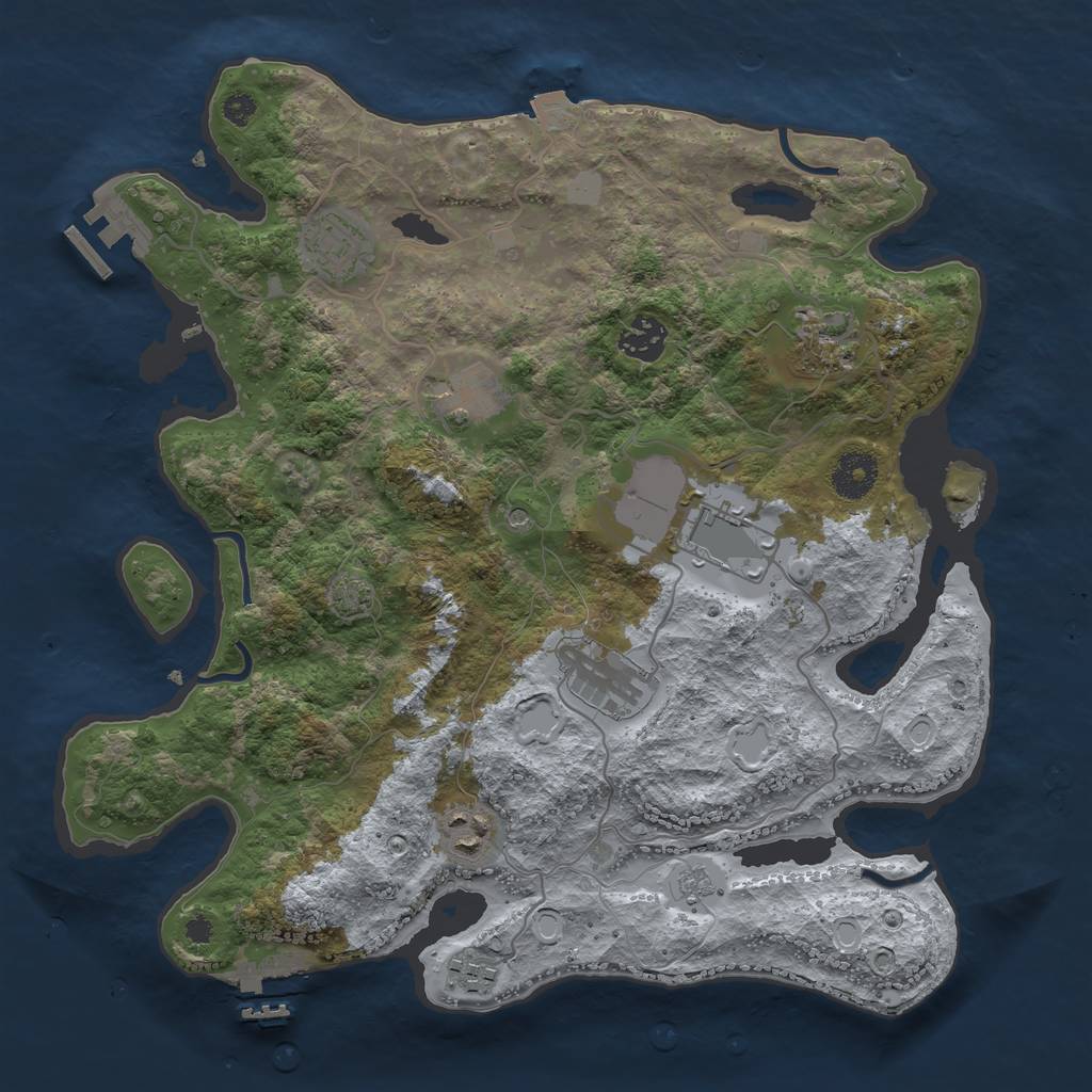 Rust Map: Procedural Map, Size: 3500, Seed: 124904600, 16 Monuments