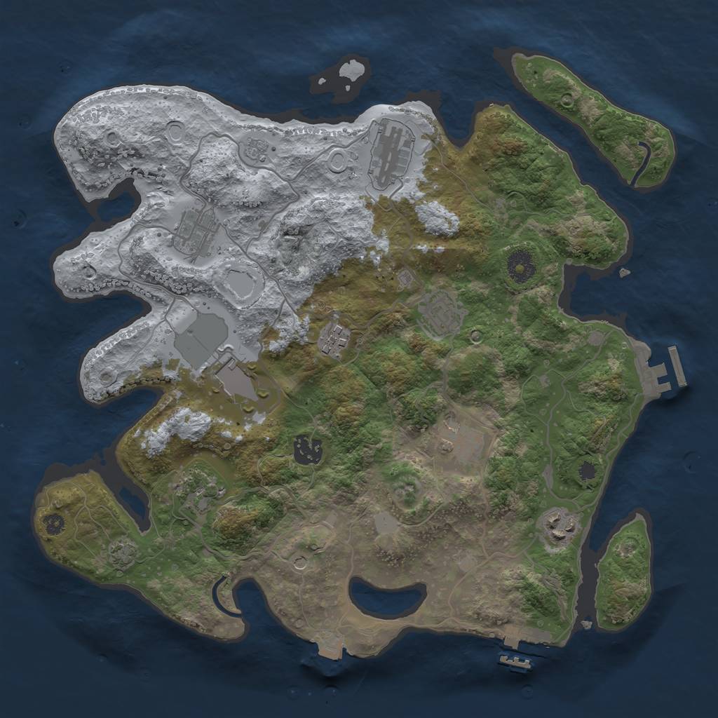 Rust Map: Procedural Map, Size: 3500, Seed: 1374397075, 17 Monuments