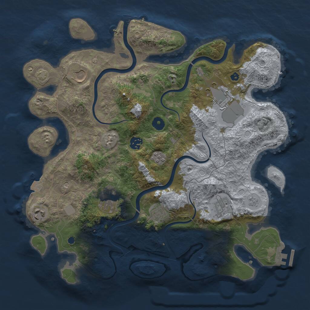 Rust Map: Procedural Map, Size: 3700, Seed: 94462080, 13 Monuments