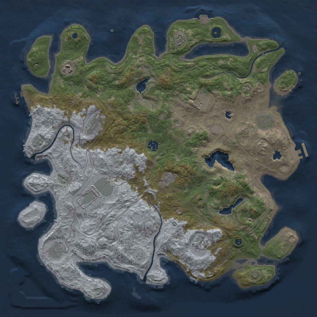 Rust Map: Procedural Map, Size: 4500, Seed: 1874412844, 16 Monuments