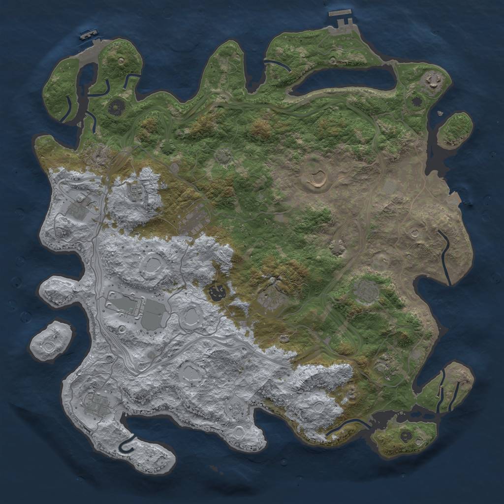 Rust Map: Procedural Map, Size: 4500, Seed: 1874412844, 19 Monuments