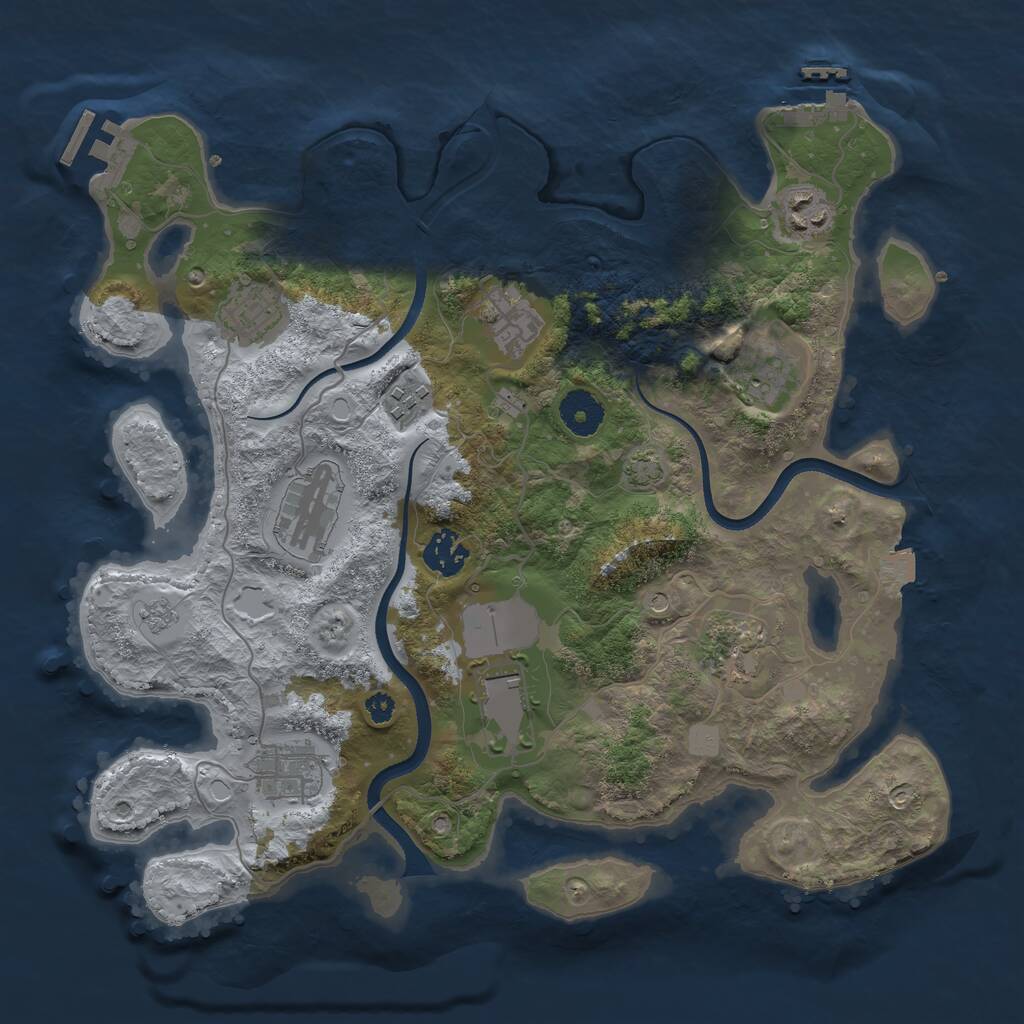 Rust Map: Procedural Map, Size: 3500, Seed: 1650729894, 16 Monuments