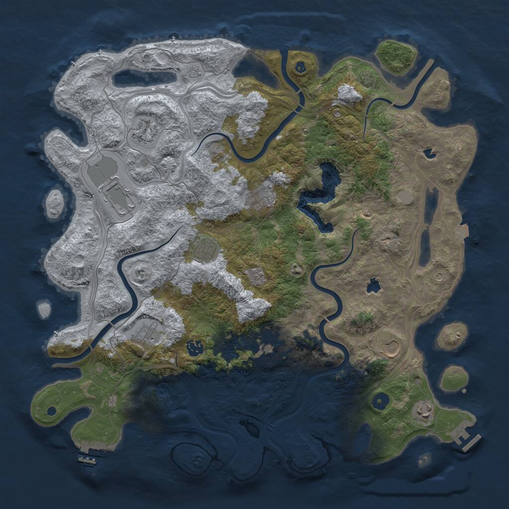 Rust Map: Procedural Map, Size: 4500, Seed: 1231918662, 16 Monuments