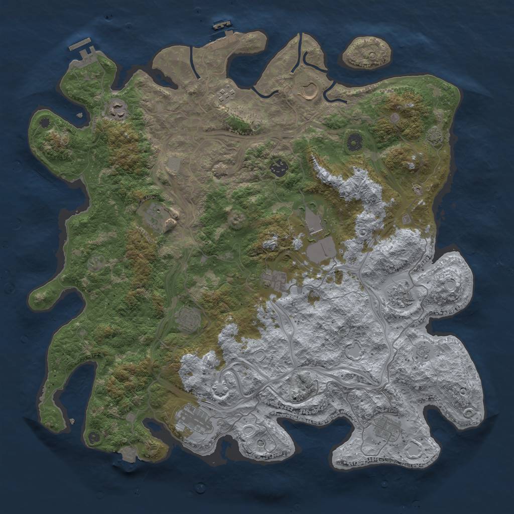 Rust Map: Procedural Map, Size: 4500, Seed: 80801993, 19 Monuments