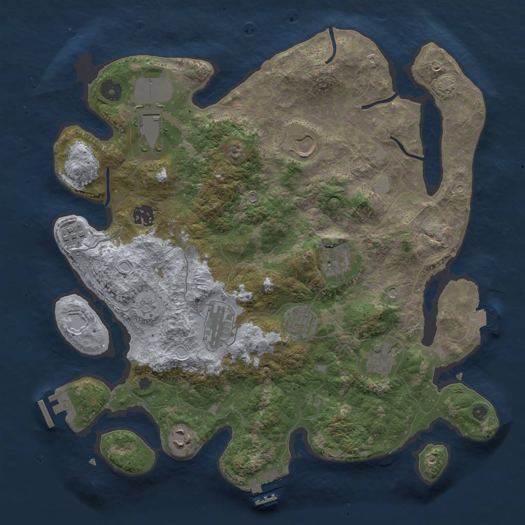 Rust Map: Procedural Map, Size: 3650, Seed: 86904109, 17 Monuments