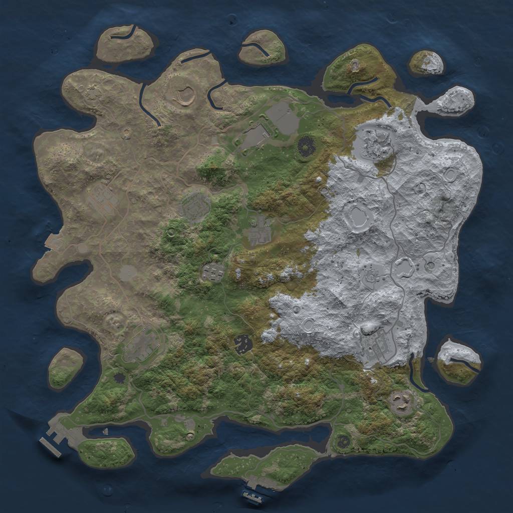 Rust Map: Procedural Map, Size: 4000, Seed: 3485, 19 Monuments