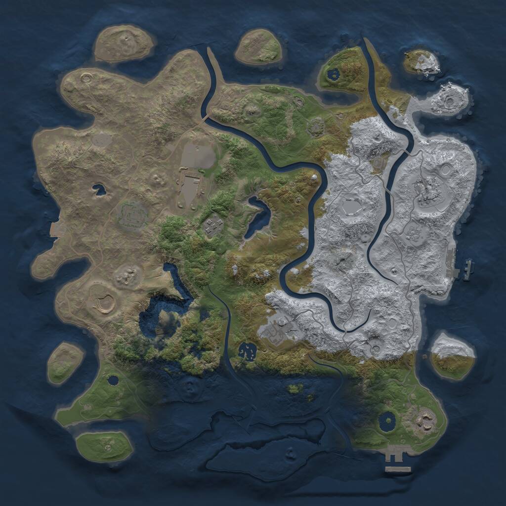 Rust Map: Procedural Map, Size: 4000, Seed: 3485, 14 Monuments