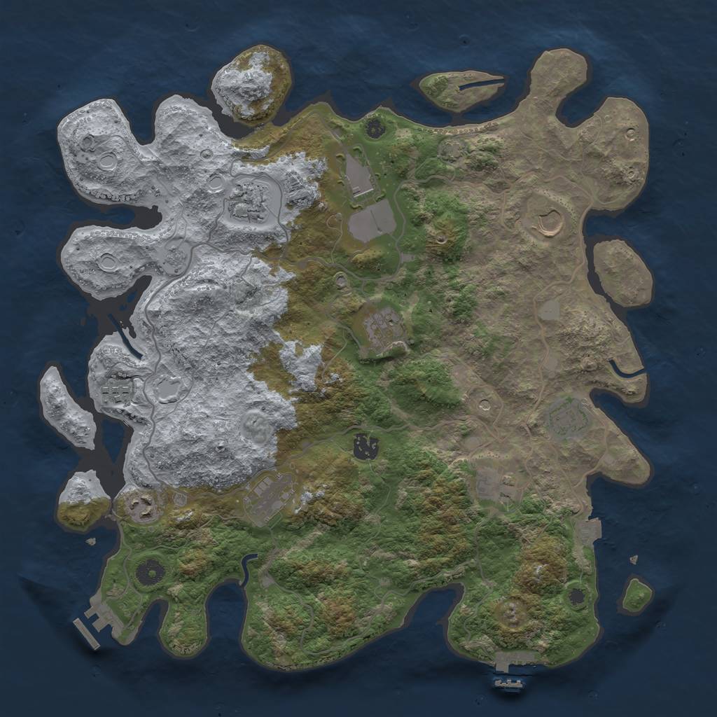 Rust Map: Procedural Map, Size: 4000, Seed: 885432207, 18 Monuments