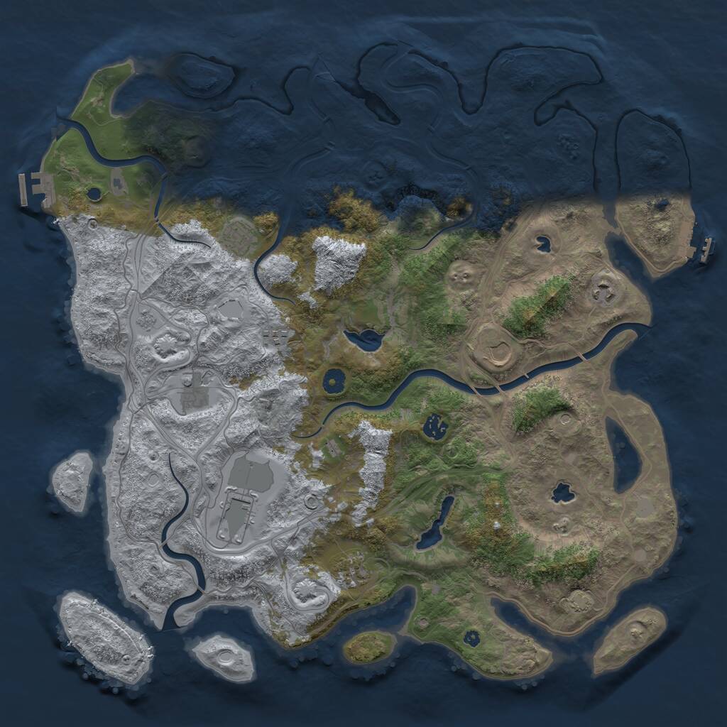 Rust Map: Procedural Map, Size: 4500, Seed: 1380402392, 14 Monuments
