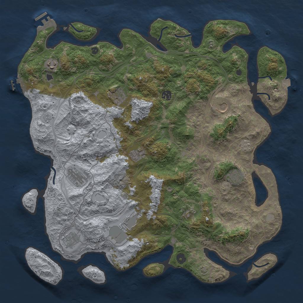 Rust Map: Procedural Map, Size: 4500, Seed: 1380402392, 19 Monuments