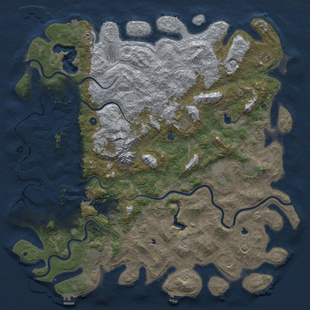 Rust Map: Procedural Map, Size: 6000, Seed: 126815391, 17 Monuments
