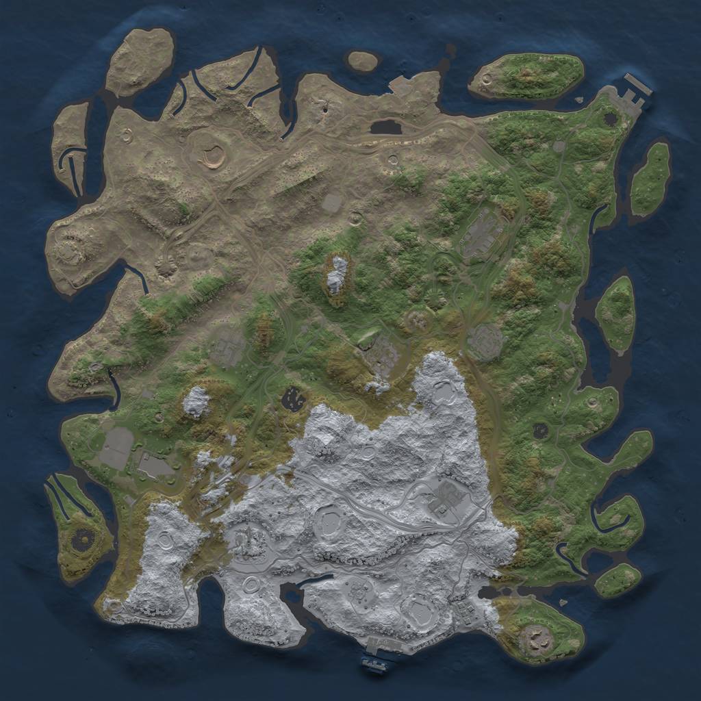 Rust Map: Procedural Map, Size: 4500, Seed: 1229367022, 19 Monuments