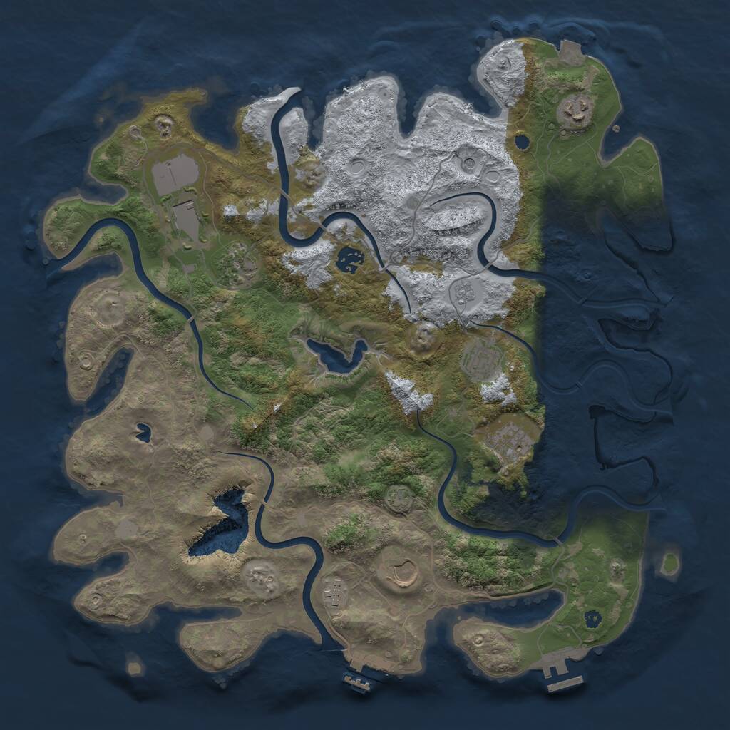 Rust Map: Procedural Map, Size: 4100, Seed: 40365960, 14 Monuments