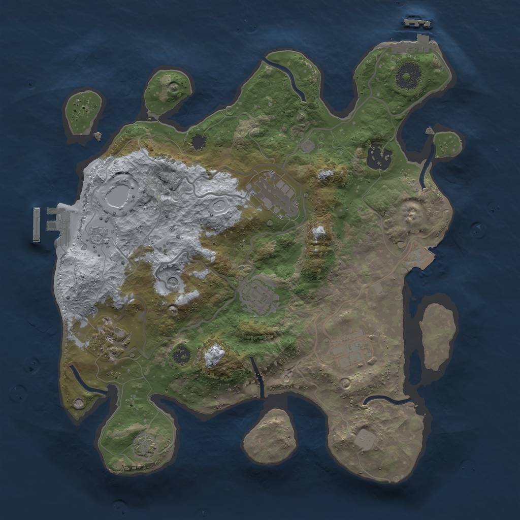 Rust Map: Procedural Map, Size: 3000, Seed: 2032052071, 13 Monuments