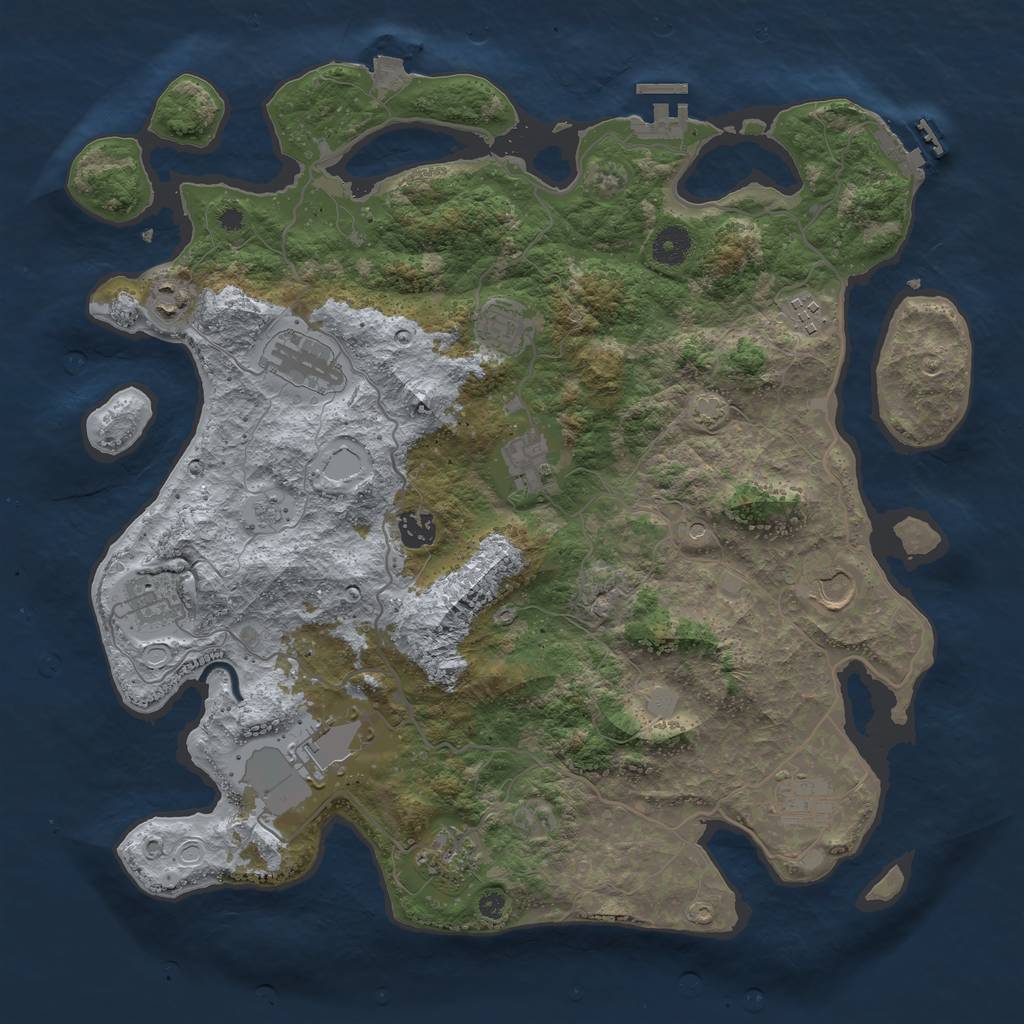 Rust Map: Procedural Map, Size: 4000, Seed: 2037556303, 19 Monuments