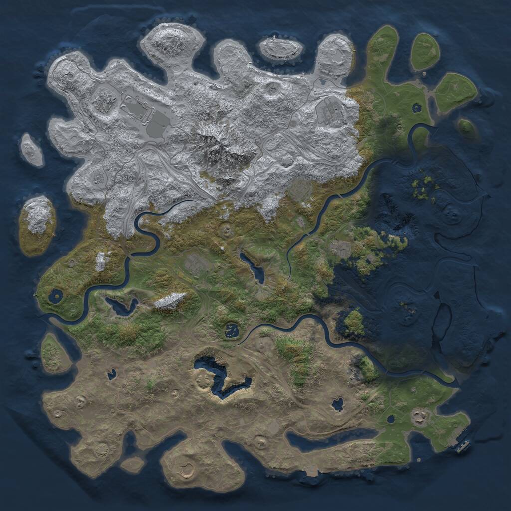Rust Map: Procedural Map, Size: 5250, Seed: 422442, 16 Monuments