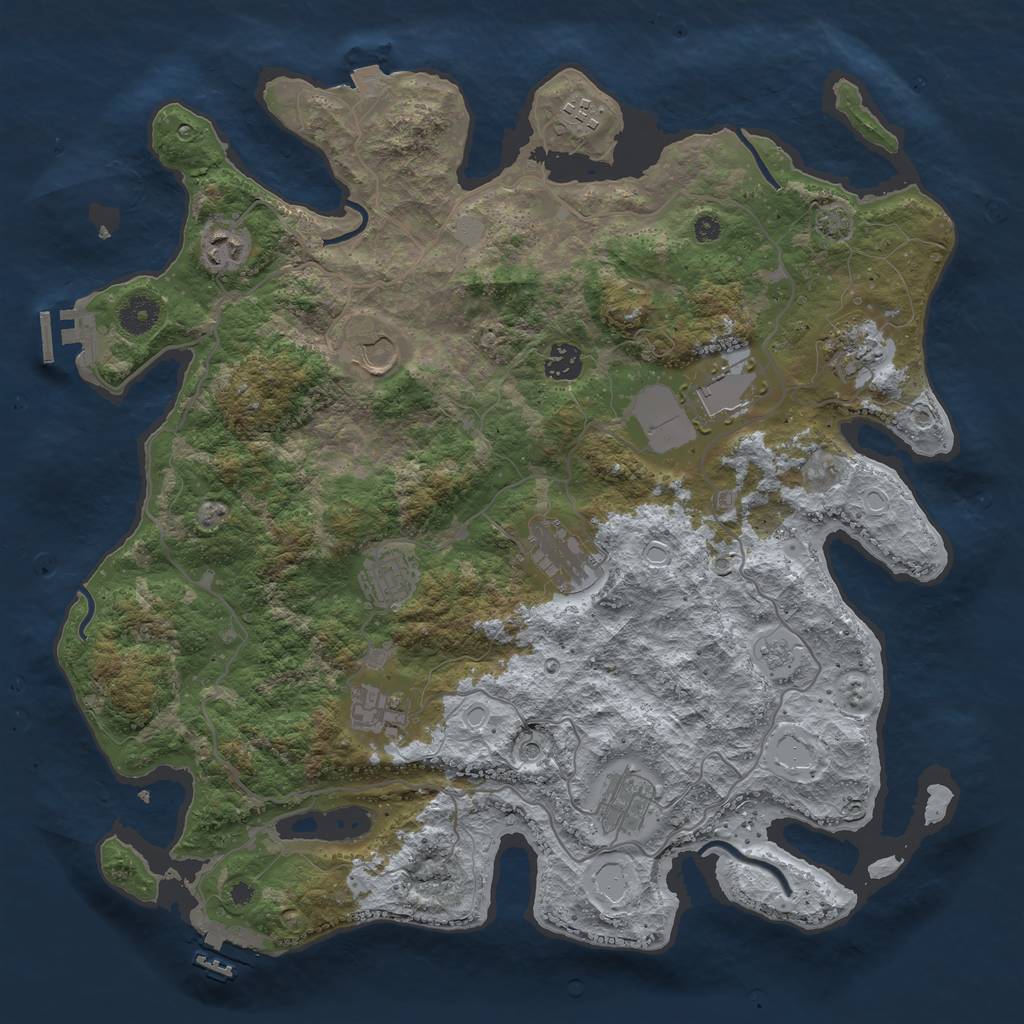 Rust Map: Procedural Map, Size: 4000, Seed: 571785031, 18 Monuments