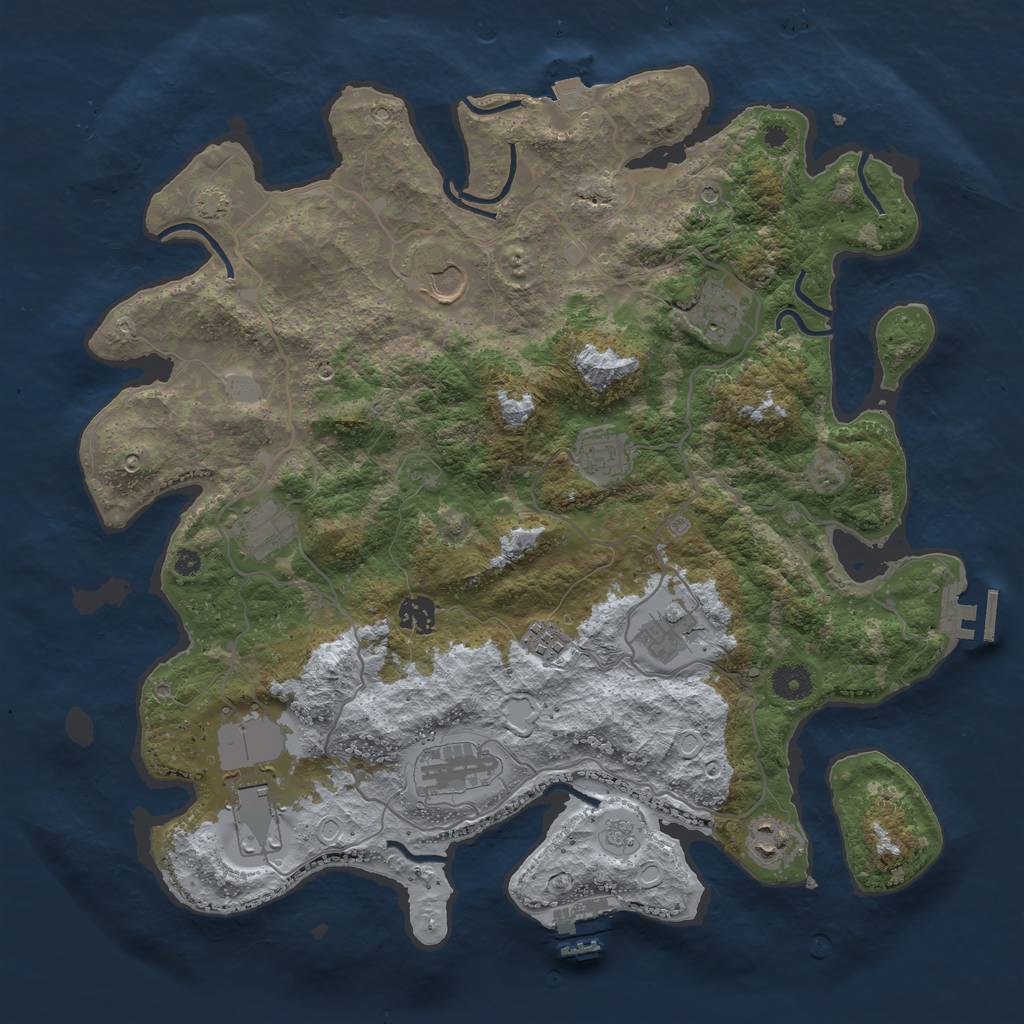 Rust Map: Procedural Map, Size: 4000, Seed: 48762706, 18 Monuments