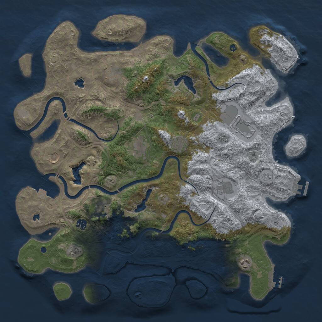 Rust Map: Procedural Map, Size: 4500, Seed: 868080808, 16 Monuments