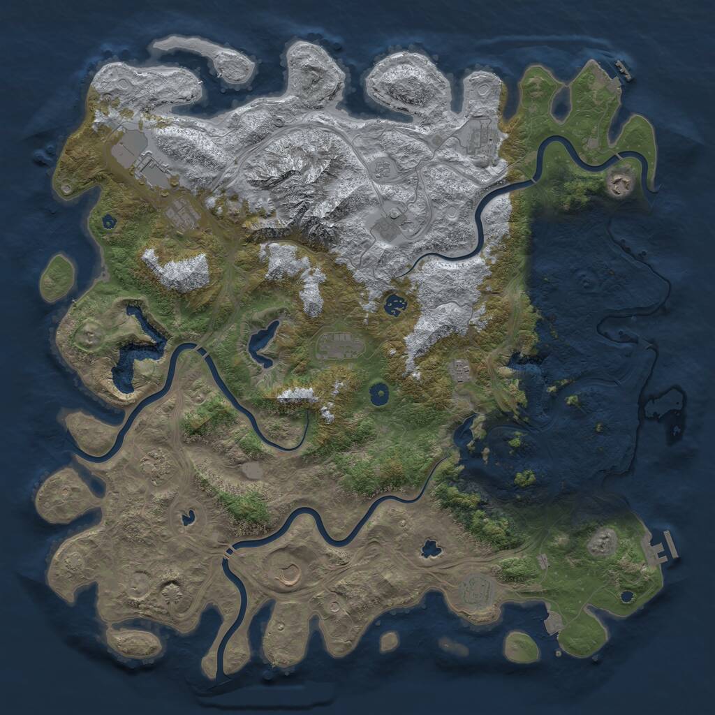 Rust Map: Procedural Map, Size: 5000, Seed: 2076884955, 17 Monuments