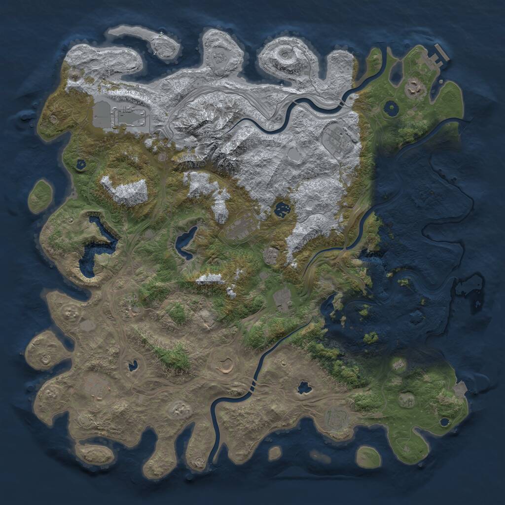Rust Map: Procedural Map, Size: 5000, Seed: 2076884955, 16 Monuments