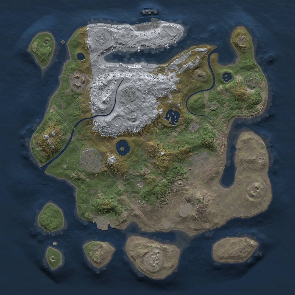 Rust Map: Procedural Map, Size: 3000, Seed: 16133, 10 Monuments
