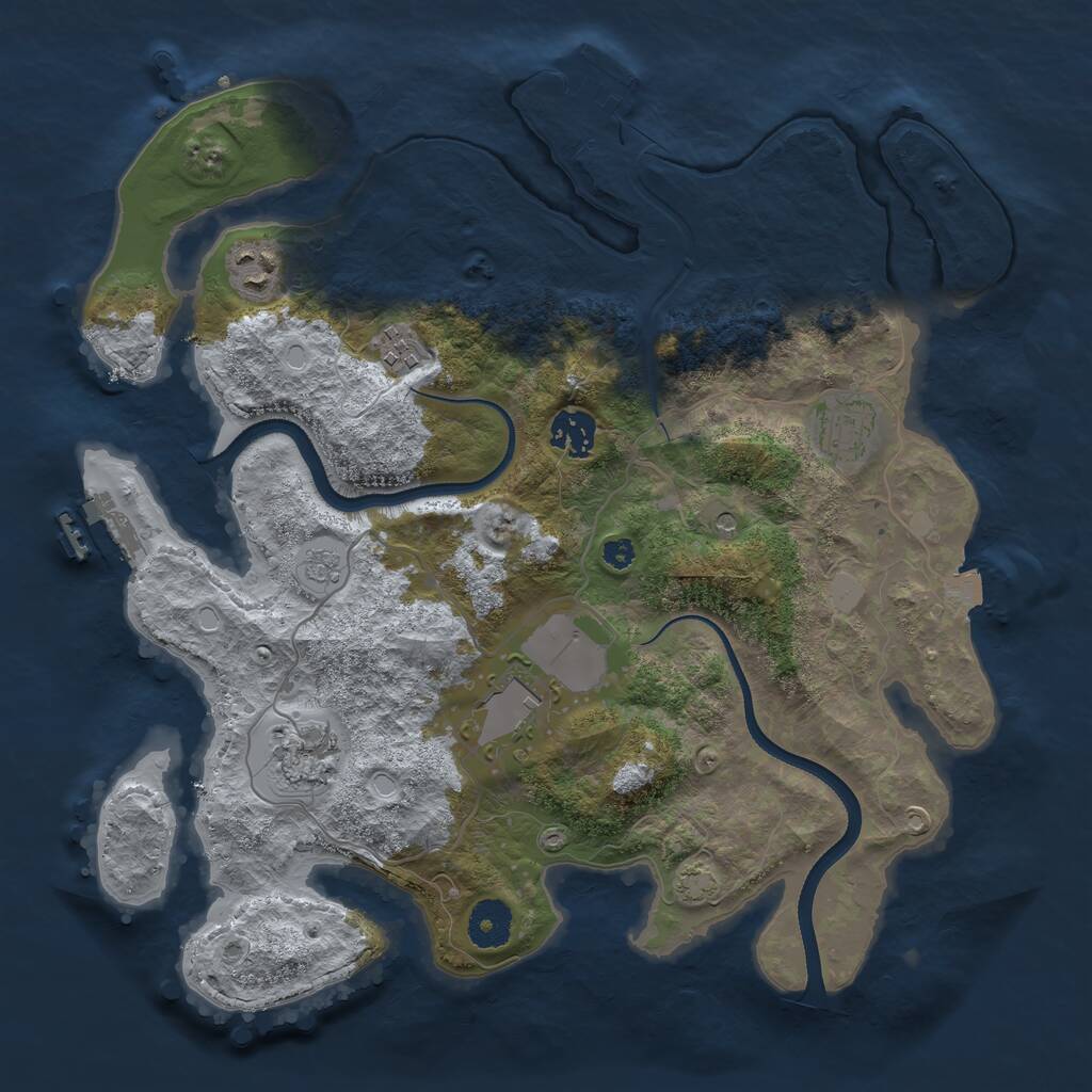 Rust Map: Procedural Map, Size: 3500, Seed: 850798, 12 Monuments