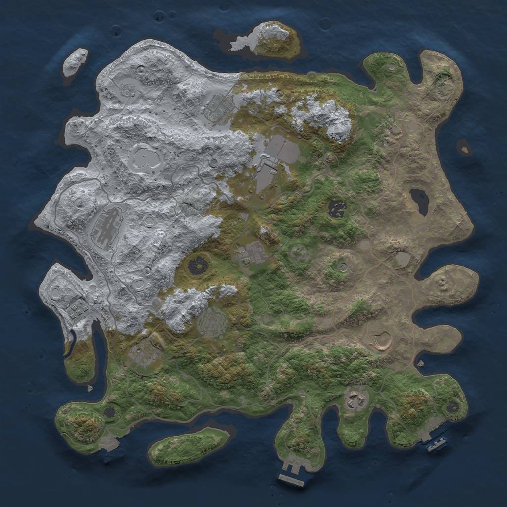 Rust Map: Procedural Map, Size: 4000, Seed: 437709620, 19 Monuments