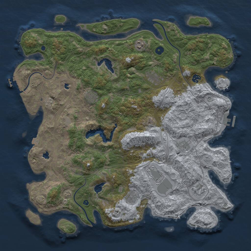 Rust Map: Procedural Map, Size: 4500, Seed: 83838383, 15 Monuments
