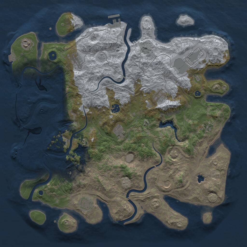 Rust Map: Procedural Map, Size: 4250, Seed: 379618953, 17 Monuments