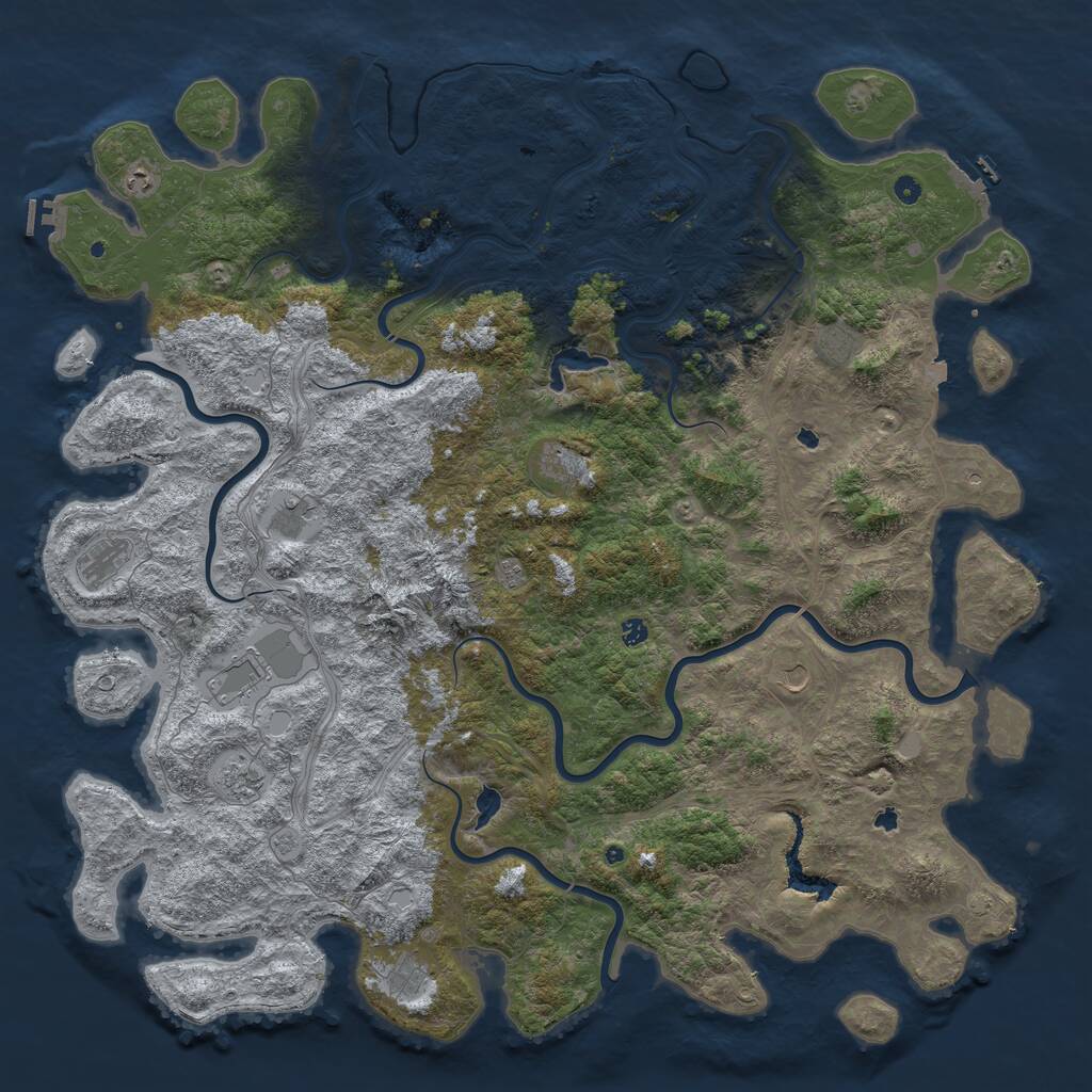 Rust Map: Procedural Map, Size: 6000, Seed: 36846535, 17 Monuments