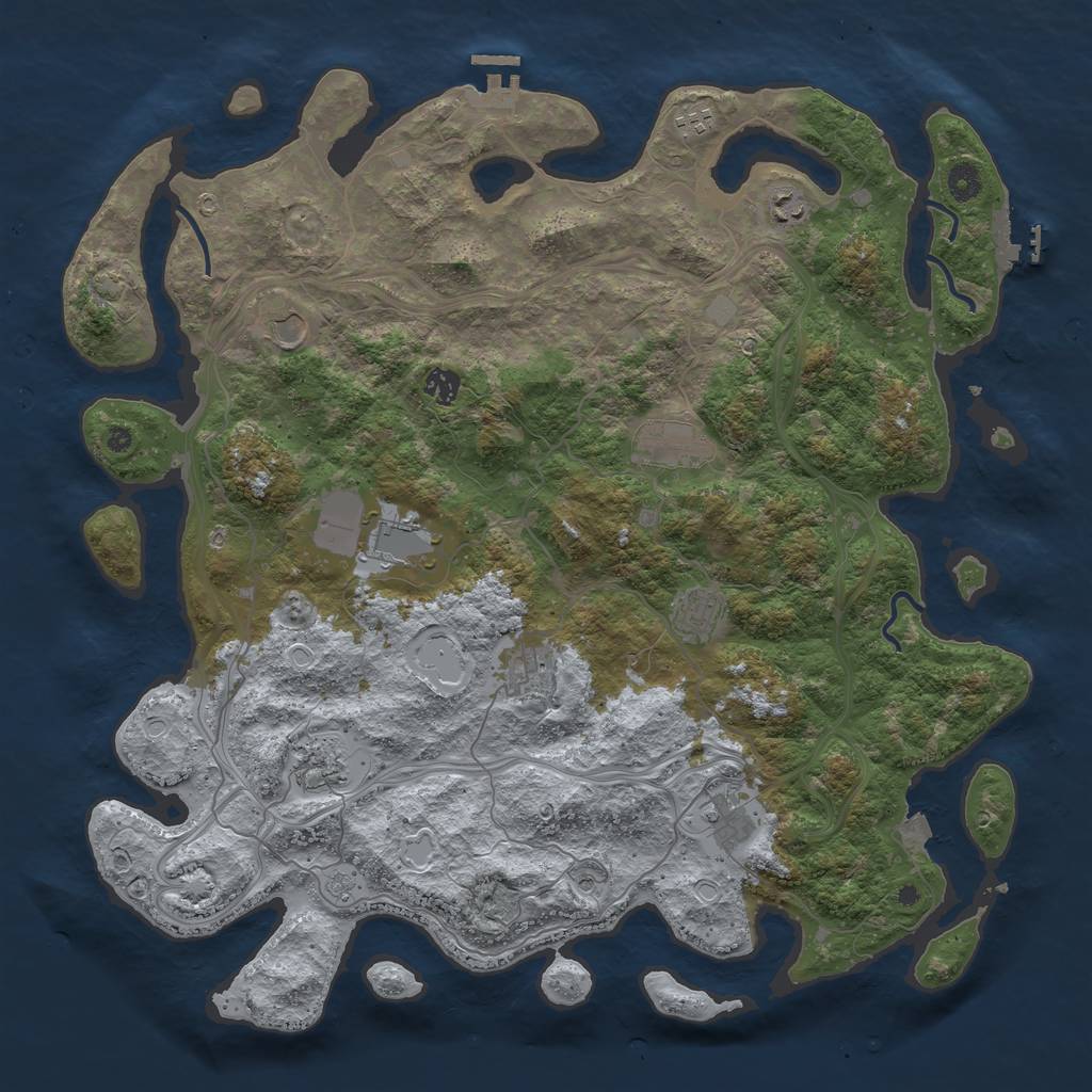 Rust Map: Procedural Map, Size: 4500, Seed: 1999215890, 18 Monuments