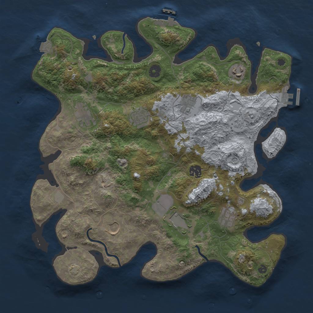 Rust Map: Procedural Map, Size: 3700, Seed: 28784378, 16 Monuments