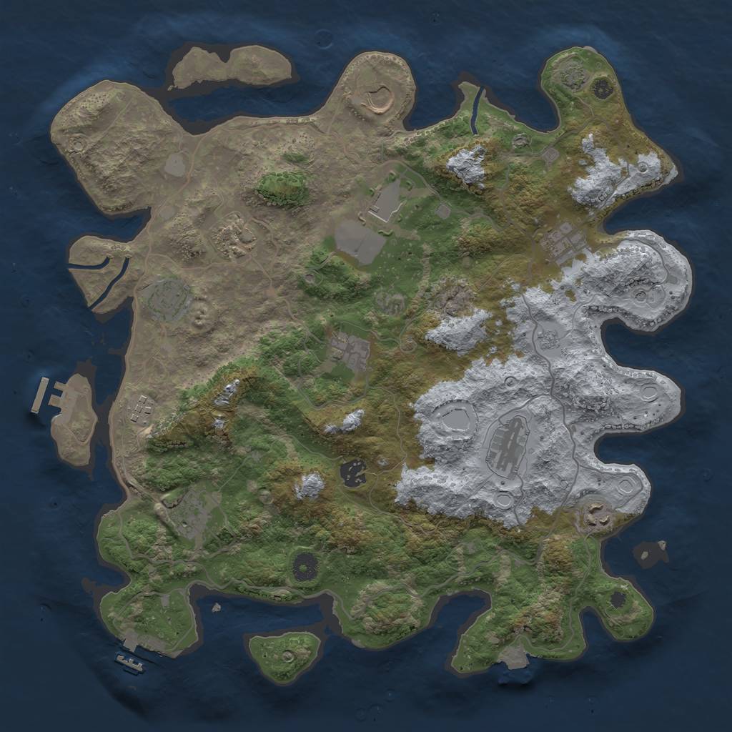 Rust Map: Procedural Map, Size: 4000, Seed: 901709338, 19 Monuments