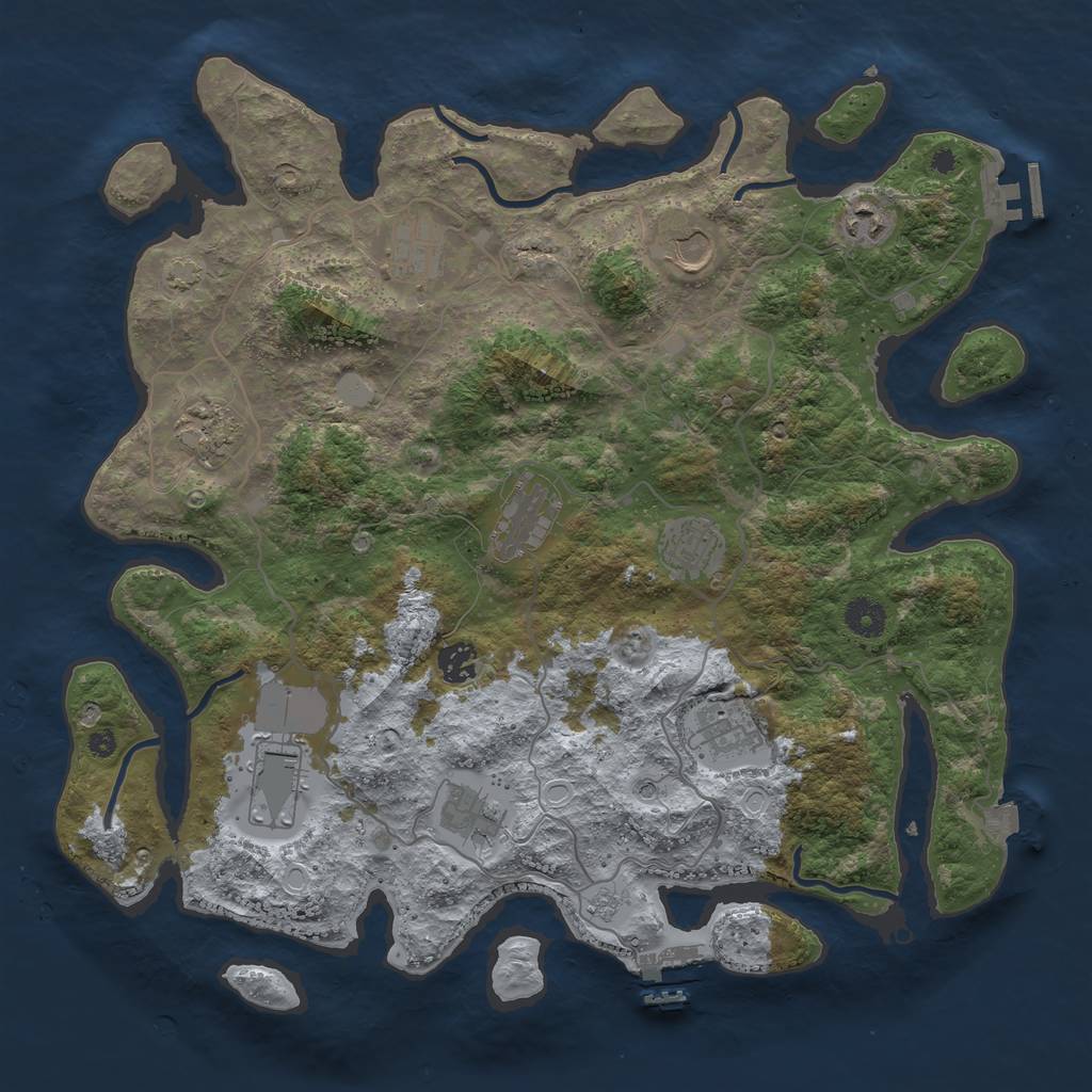 Rust Map: Procedural Map, Size: 4000, Seed: 223041333, 18 Monuments