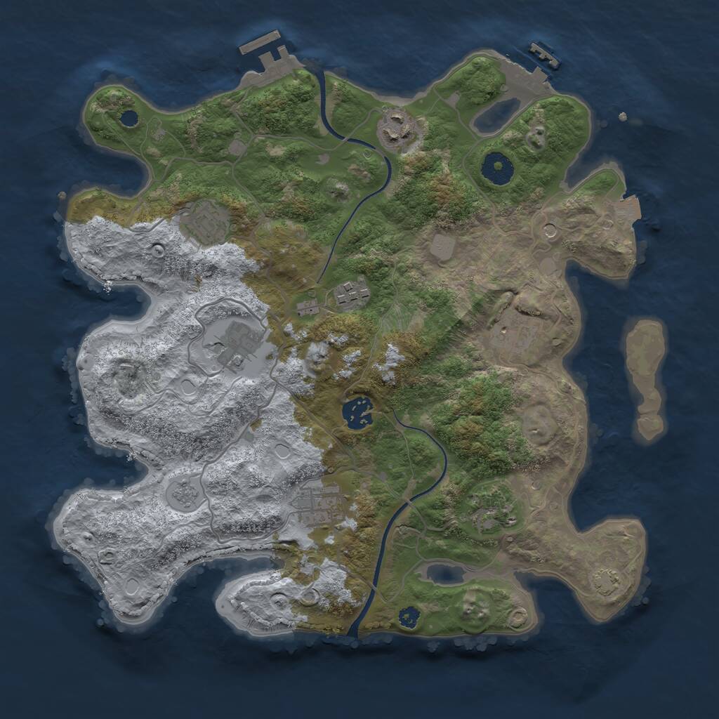 Rust Map: Procedural Map, Size: 3400, Seed: 646753395, 14 Monuments