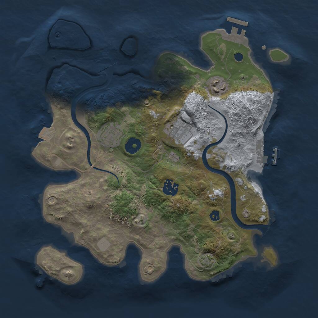 Rust Map: Procedural Map, Size: 3000, Seed: 97853, 8 Monuments