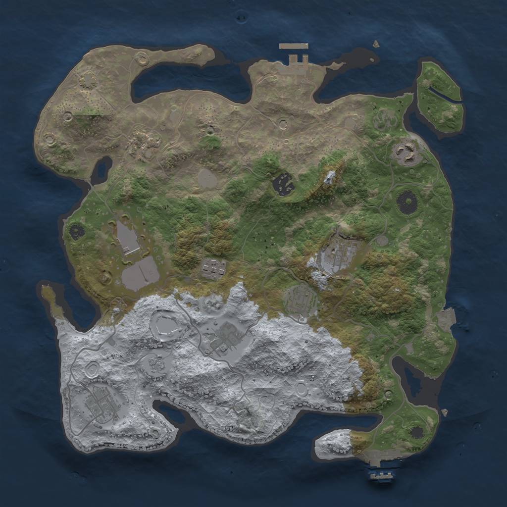 Rust Map: Procedural Map, Size: 3500, Seed: 709106034, 17 Monuments