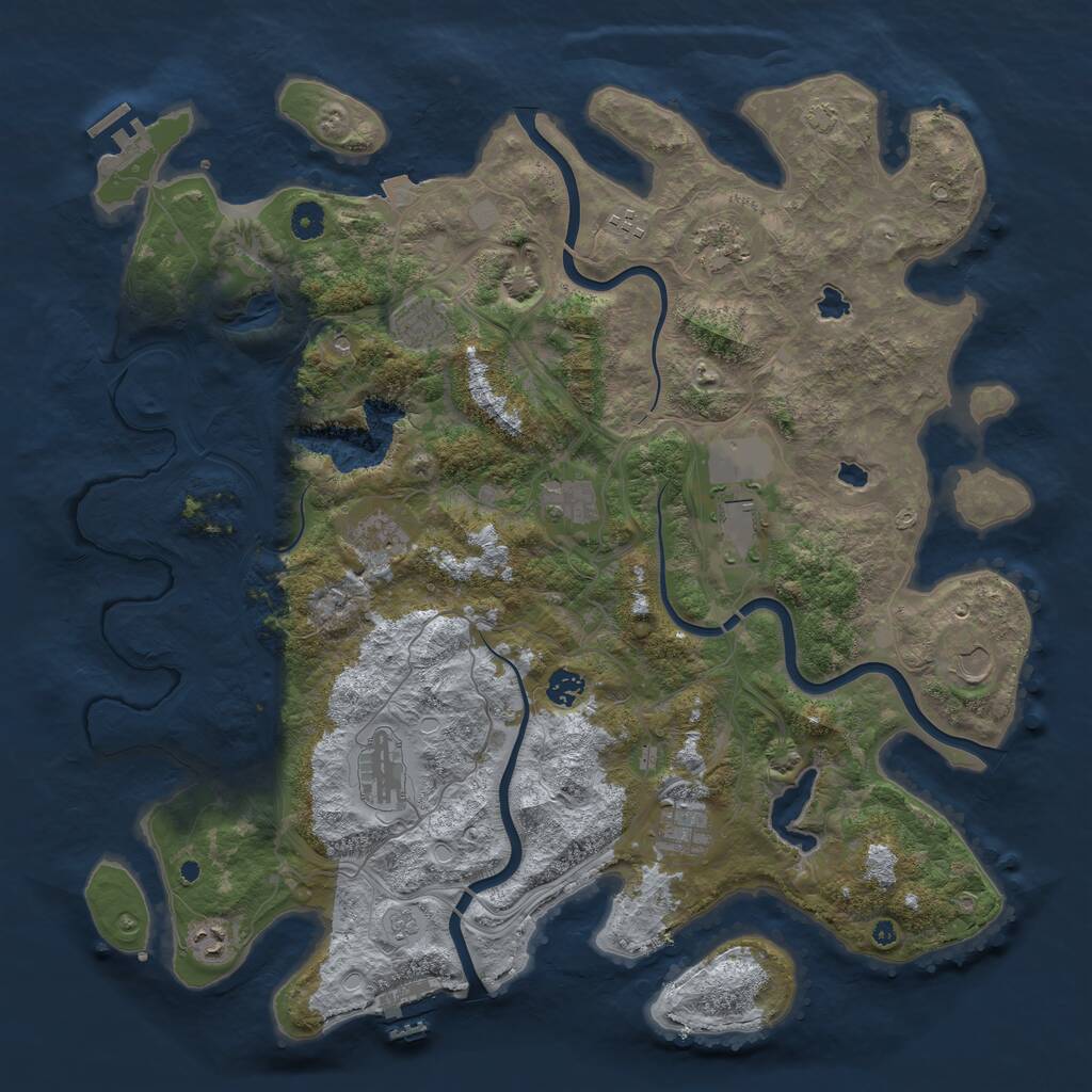 Rust Map: Procedural Map, Size: 4500, Seed: 1405620432, 17 Monuments