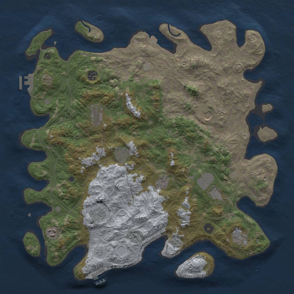 Rust Map: Procedural Map, Size: 4500, Seed: 1405620432, 19 Monuments