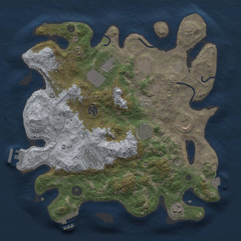 Rust Map: Procedural Map, Size: 3500, Seed: 467478453, 17 Monuments