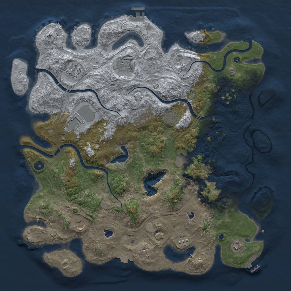 Rust Map: Procedural Map, Size: 4500, Seed: 1212514904, 15 Monuments