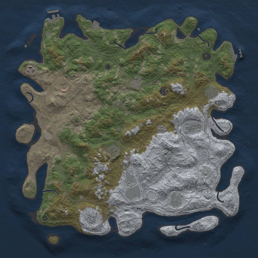 Rust Map: Procedural Map, Size: 4600, Seed: 4072024, 19 Monuments