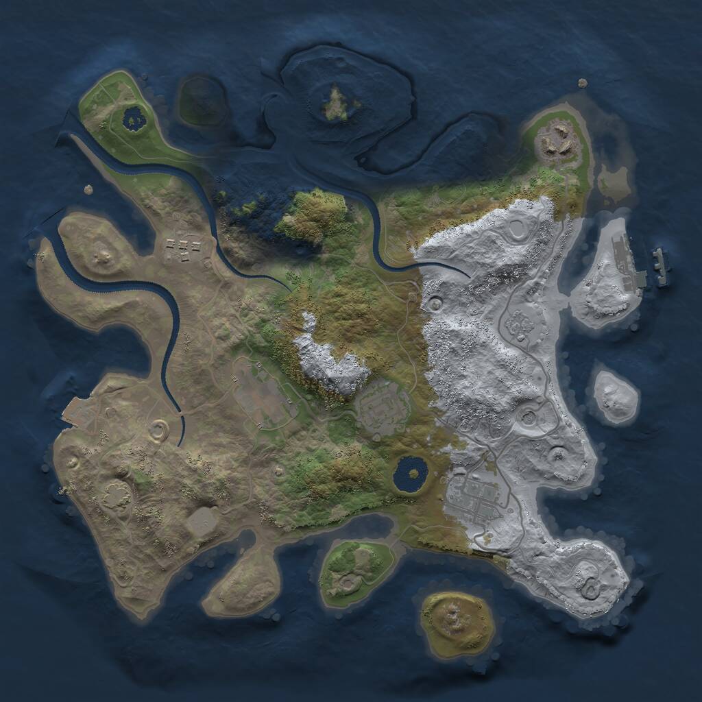 Rust Map: Procedural Map, Size: 3000, Seed: 714341255, 10 Monuments