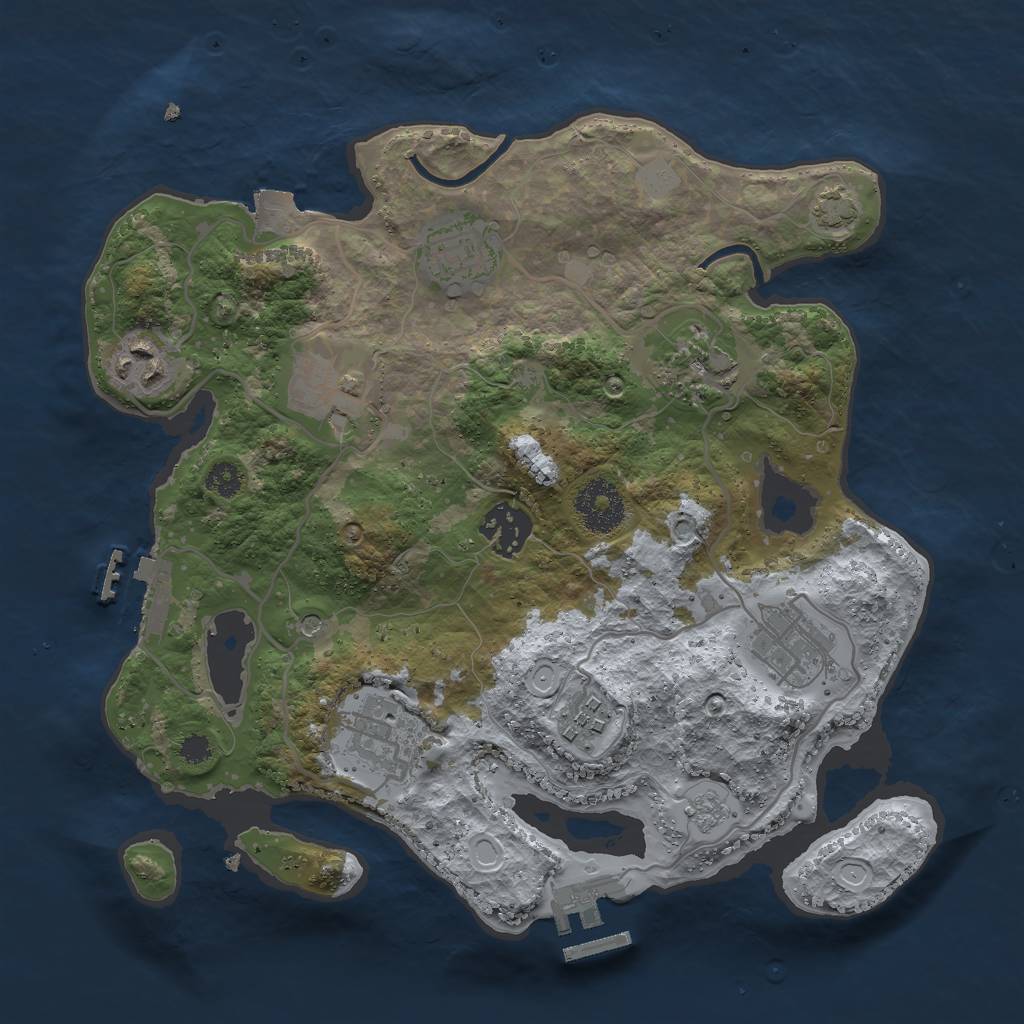 Rust Map: Procedural Map, Size: 3000, Seed: 234598, 16 Monuments