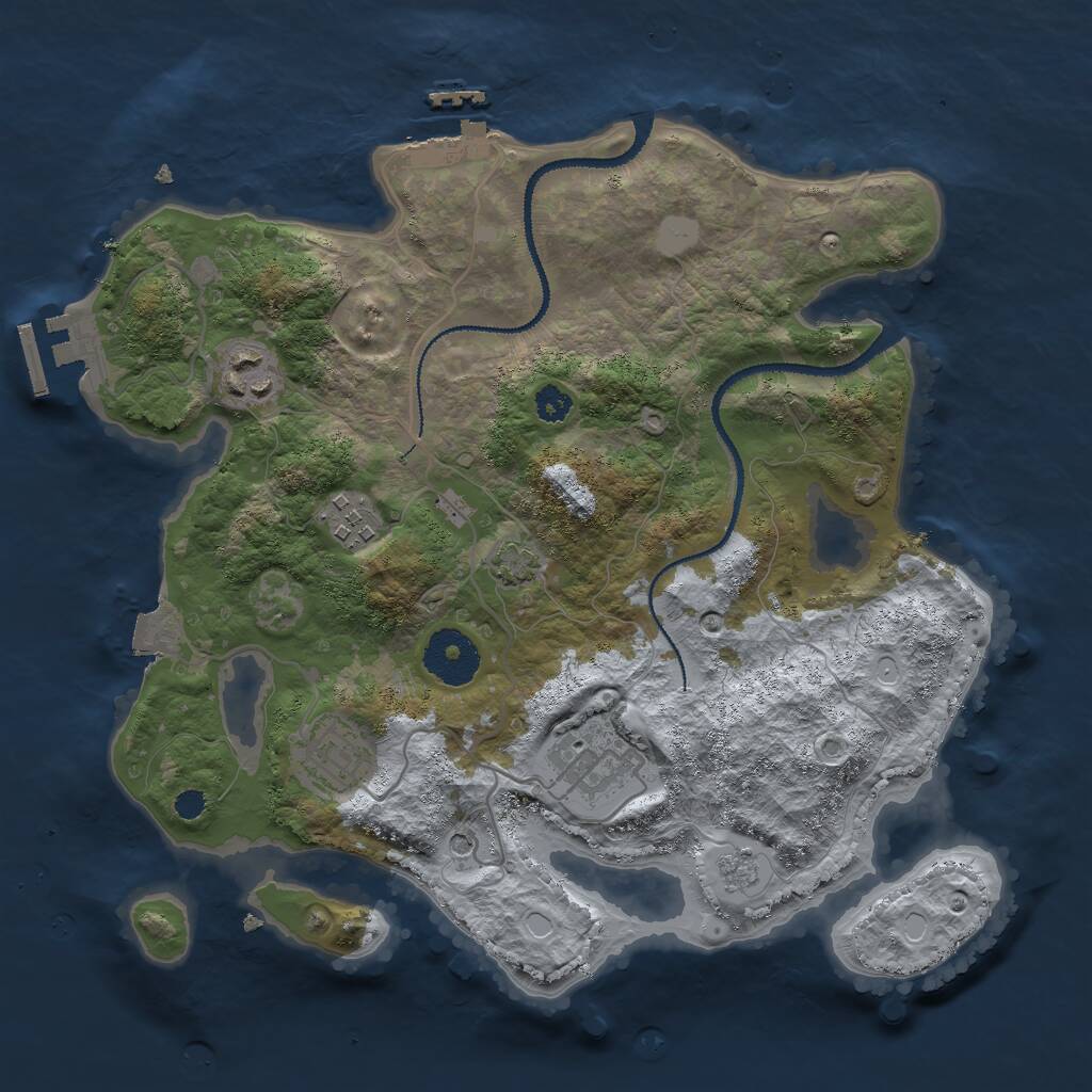 Rust Map: Procedural Map, Size: 3000, Seed: 234598, 10 Monuments